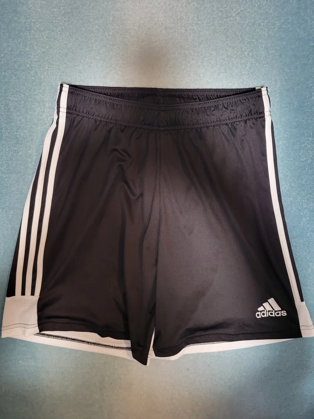adidas Black Athletic Shorts with White Stripes